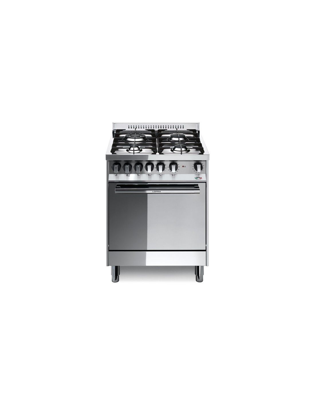 Lofra M66MF/C Cucina Gas 4 Fornelli con Forno Elettrico da 60 cm Acciaio  inossidabile