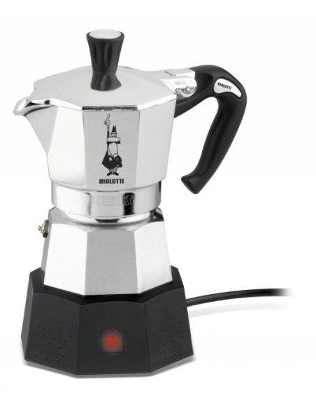 Bialetti Moka Elettrika 2 Boccale per moca elettrico Caffè macinato 2 tazze  0,1 L 170 W Nero, Acciaio inossidabile