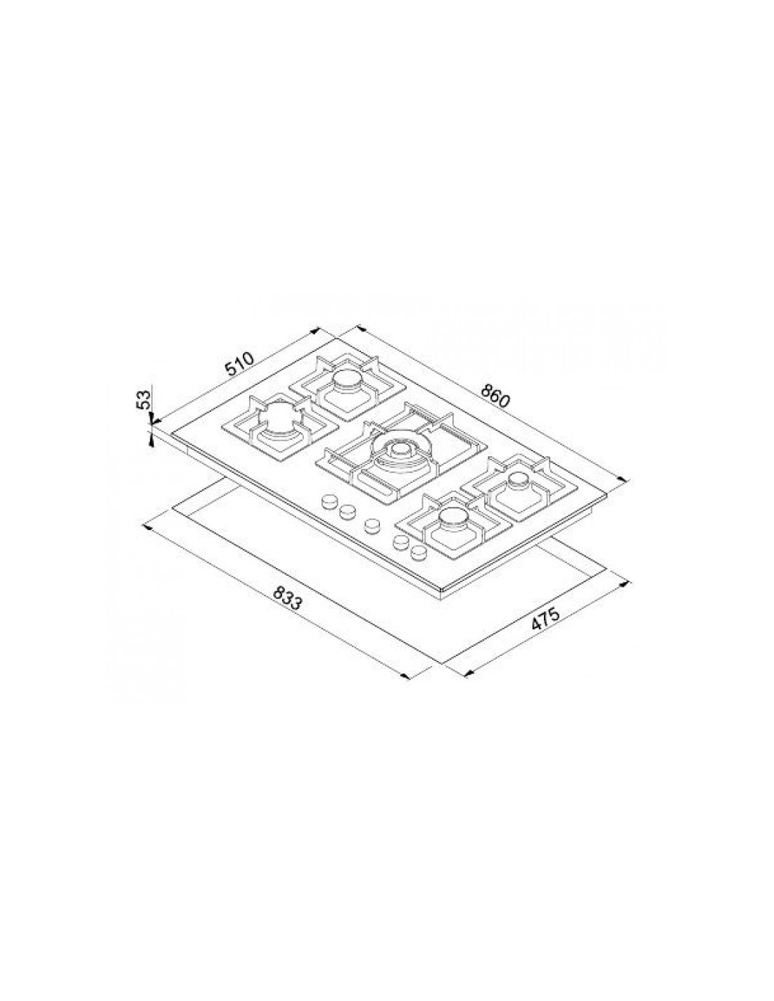 ELLECI Plano 90 G40 PGSP90140CS Piano Cottura Gas 5 Fornelli 86 cm Nero