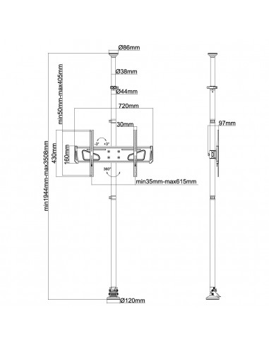 Staffa da soffitto tv NewStar FPMA-C050BLACK