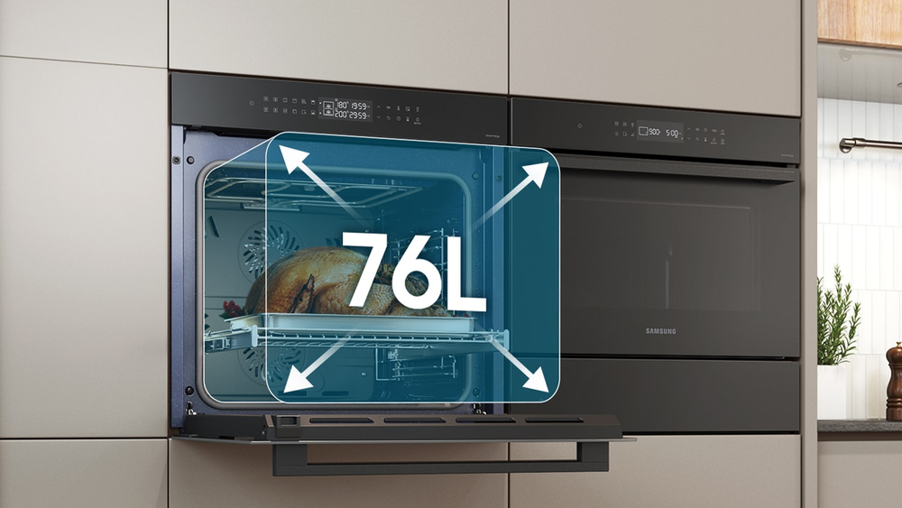 OFFERTA ELETTROVILLAGE  SAMSUNG NV7B41403BS/U5 FORNO ELETTRICO DA INCASSO  MULTIFUNZIONE DUAL COOK 60CM 76LT CLASSE A+ INOX